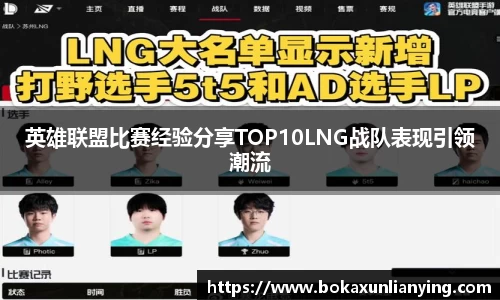 英雄联盟比赛经验分享TOP10LNG战队表现引领潮流